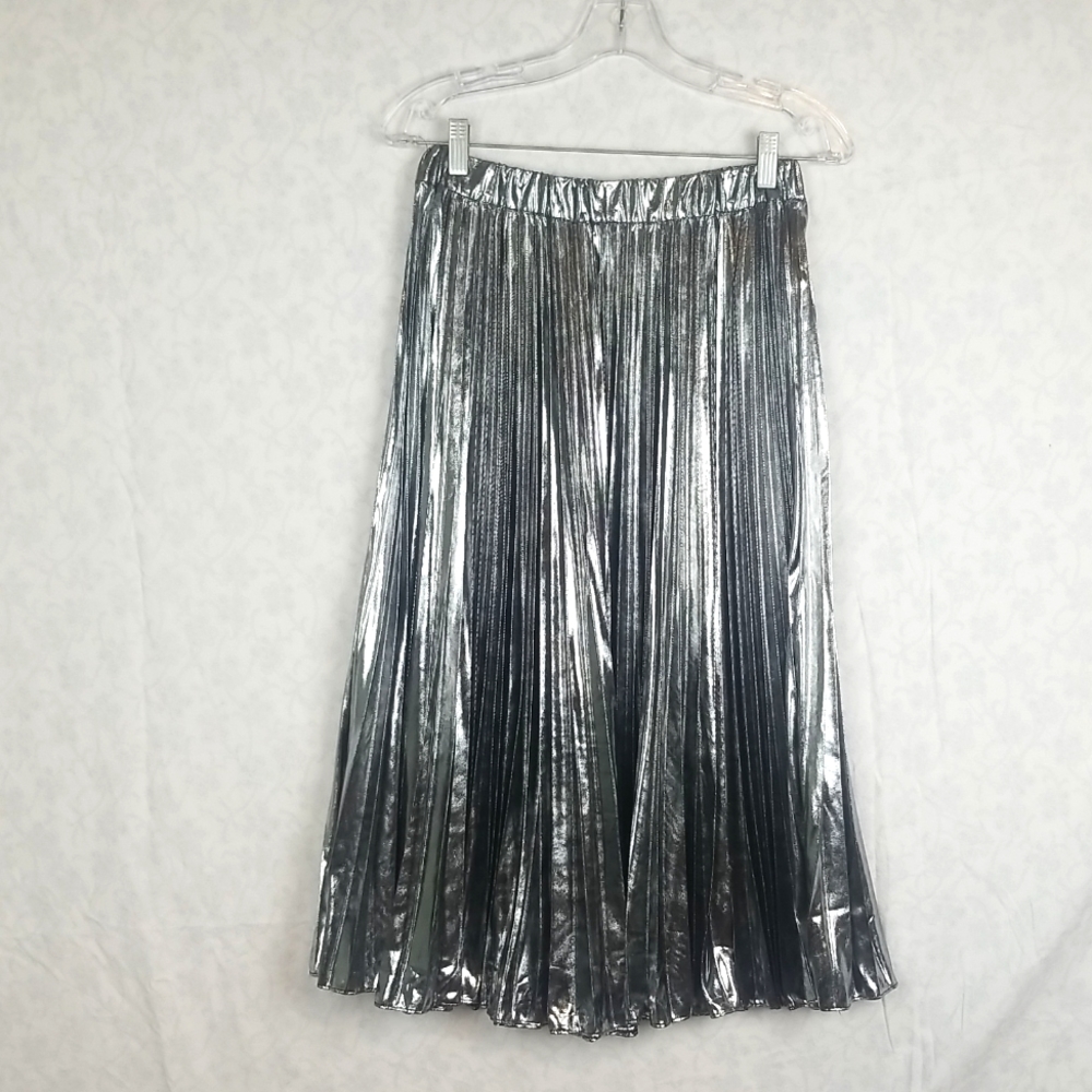 Michael by Michael Kors metallic silver maxi skirt